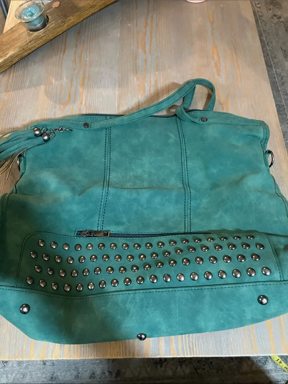 Teal Studded Women's Shoulder Bag